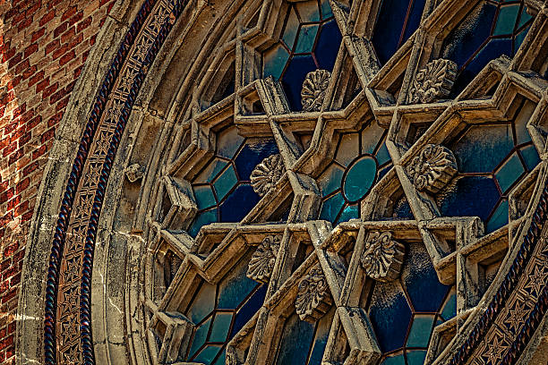 Old photo with detail from a synagogue. Historic building on Timisoara, Romania. Image digitally manipulated.