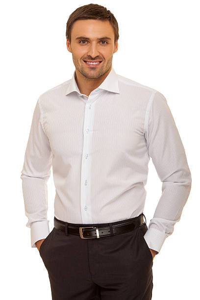 istock Well-dressed man. Charismatic businessman standing on white background 471786758