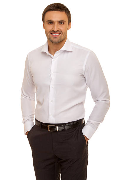istock Well-dressed man. Charismatic businessman standing on white background 471786804