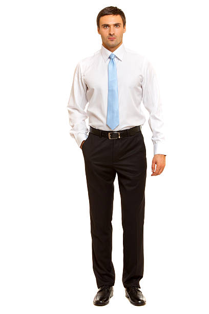 istock Well-dressed man. Charismatic businessman standing on white background 471786850