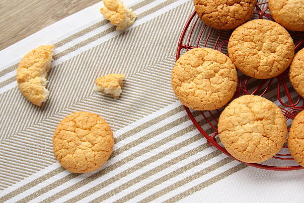 istock Homemade coconut cookies on red grid 471787323