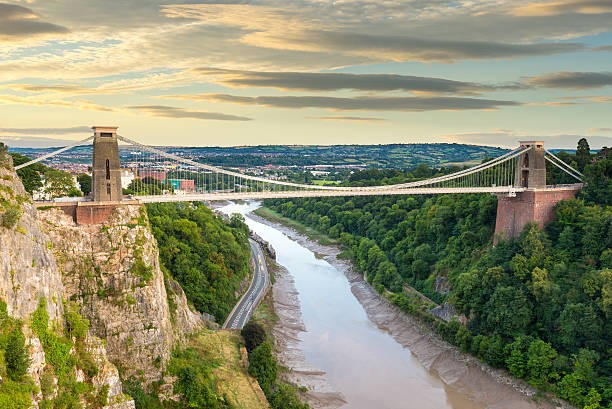 clifton 현수교, 강 에이번, 브리스틀, 영국 - bristol england bridge clifton suspension bridge suspension bridge 뉴스 사진 이미지