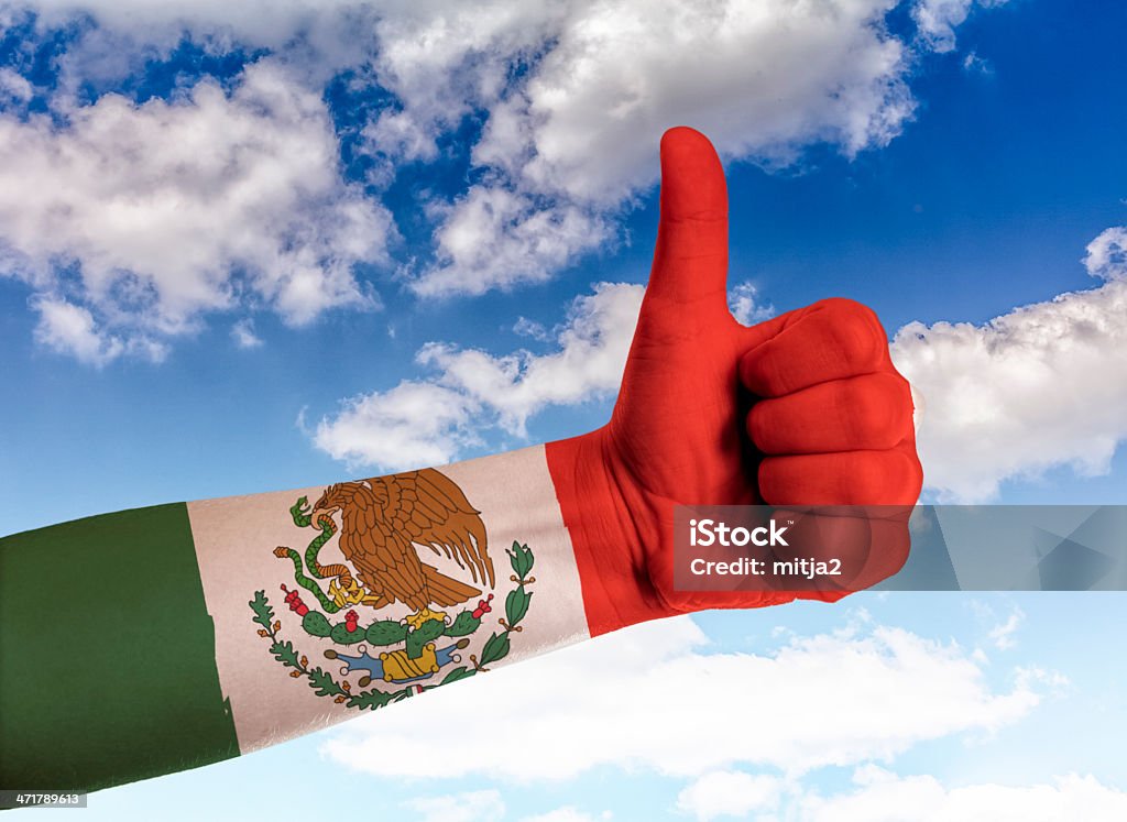 Polegares para cima para o céu México - Royalty-free Bandeira do México Foto de stock