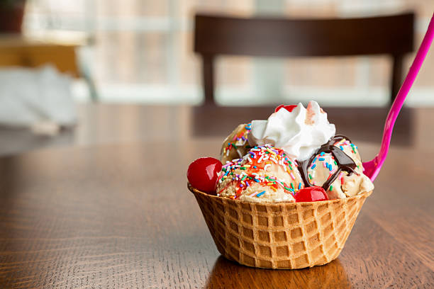 istock Fancy Ice Cream Sundae with Hot Fudge, Sprinkles, Cherries 471789680