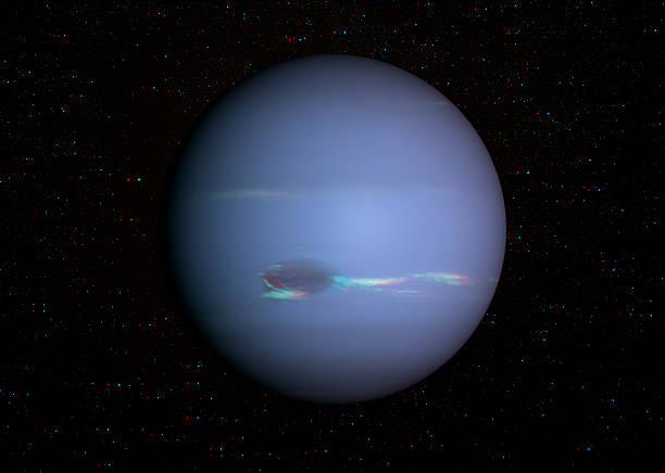 istock 3D solar system series: Neptune with stars in the background. 471789723