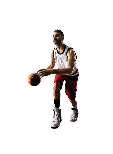 istock Isolated basketball player in action is flying high 471789836