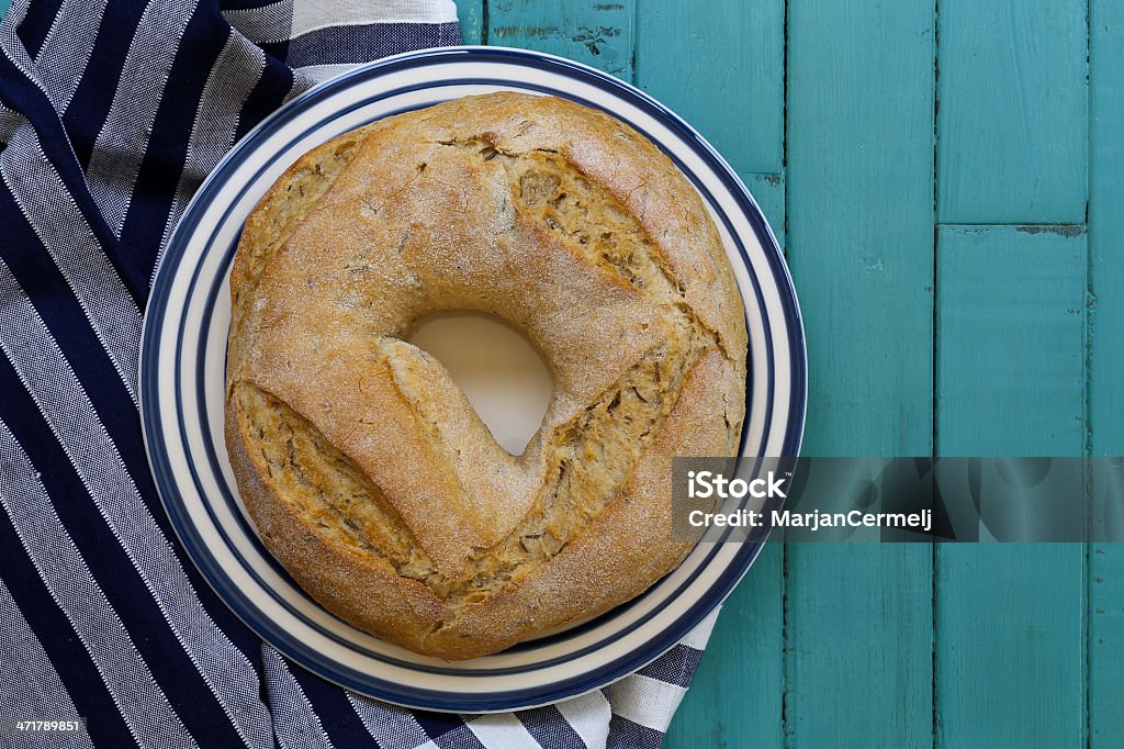 Runde Kartoffel Rosmarin-Brot mit Loch - Lizenzfrei Bagel Stock-Foto