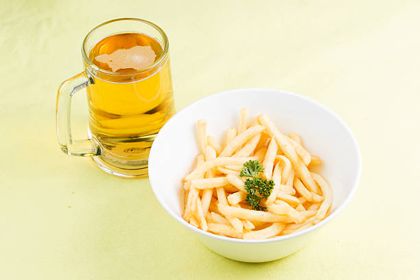 Fresh french fries and beers