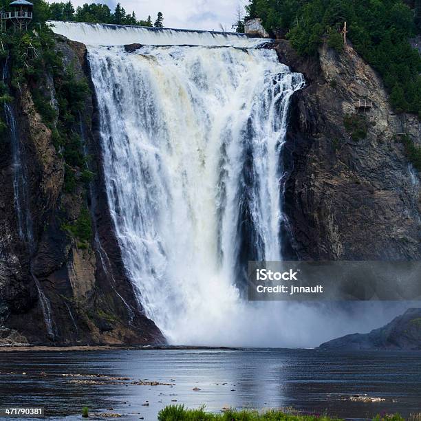 Montmorency Falls Quebec City Canada Waterfall Stock Photo - Download Image Now - Awe, Beauty In Nature, Bridge - Built Structure