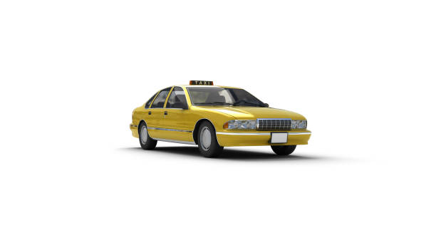 texi automóvel 3d - taxi car three dimensional shape isolated - fotografias e filmes do acervo