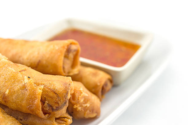 istock Asian chinese spring rolls with sauce 471792390
