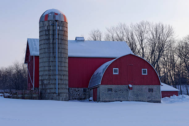 istock Red Barns and Silo at Sunset 471792527