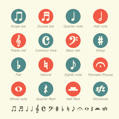 Musical Note Icons Color Series Vector EPS10 File.