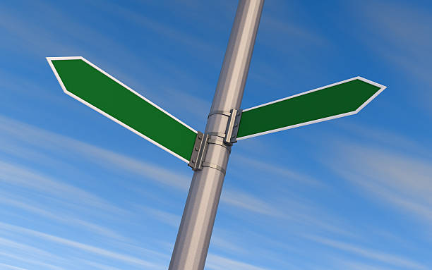 istock Blank Green Directional Road Signs 471794435