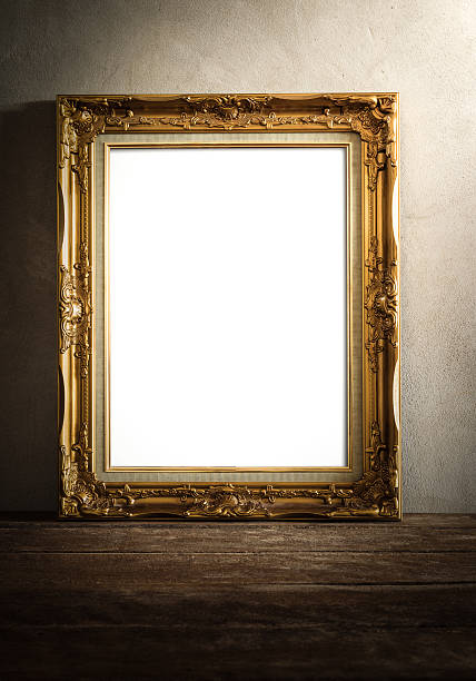 istock luxurious photo frame on wooden table over grunge background 471795250