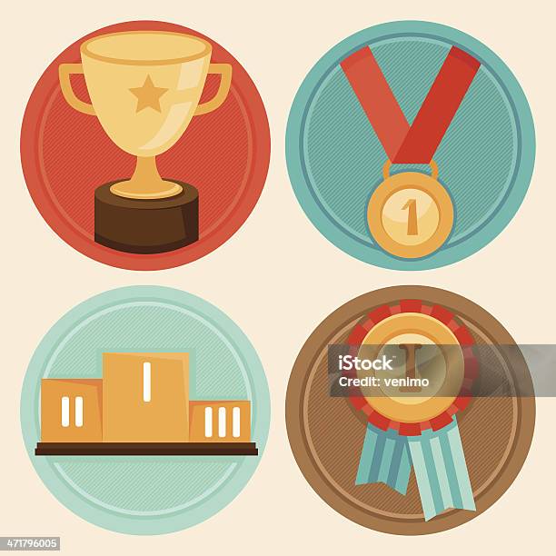 Vector Achievement Badges In Flat Style Stock Illustration - Download Image Now - Gamification, Achievement, Award