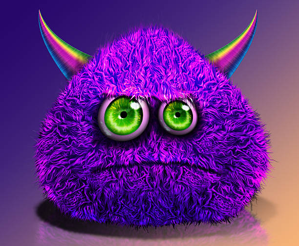 istock Purple horned furry monster 471797293