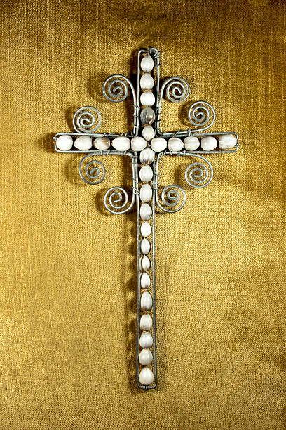 istock Decorated Hand Made Wire Cross and Beads 471797429