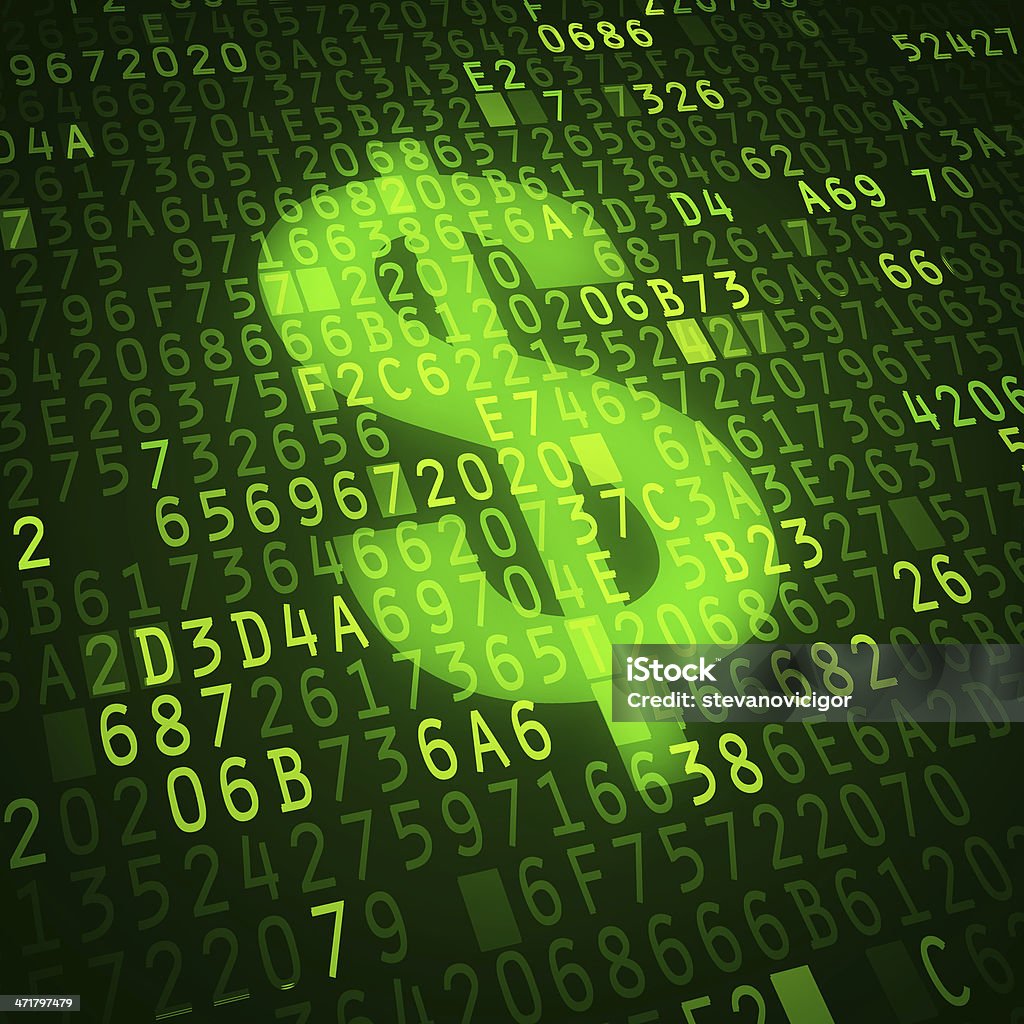 Dollar symbol Dollar symbol as virtual currency symbol. Conceptual image. Backgrounds Stock Photo