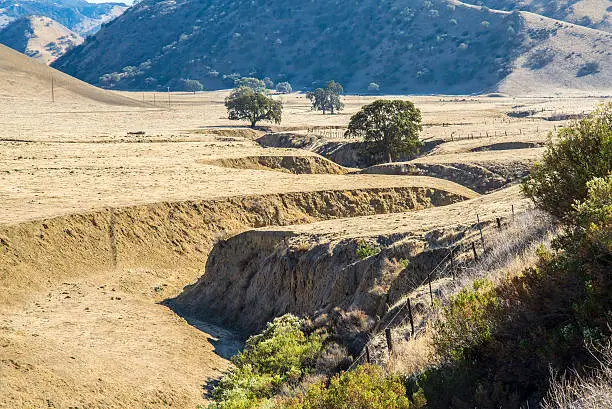 This unassuming ditch is actually the San Andrea fault, San Benito County, California.