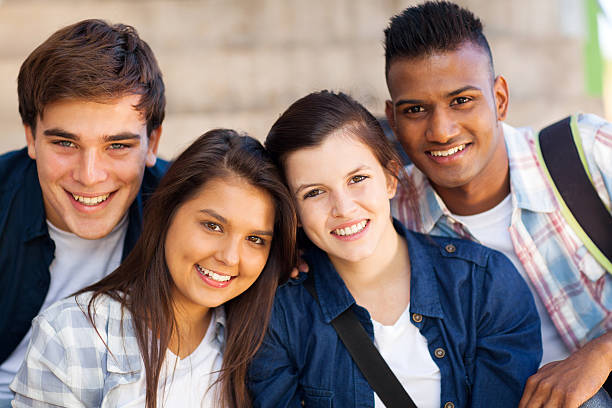 group of teen high shcool students