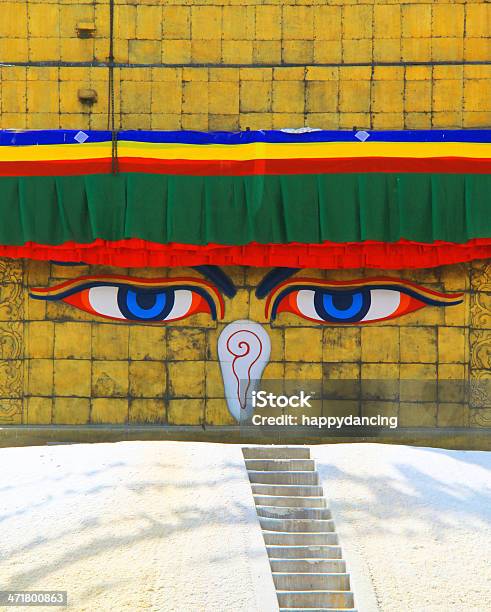 Nahaufnahme Widsom Augen Boudhanath Stupa In Kathmandu Nepal Stockfoto und mehr Bilder von Architektur