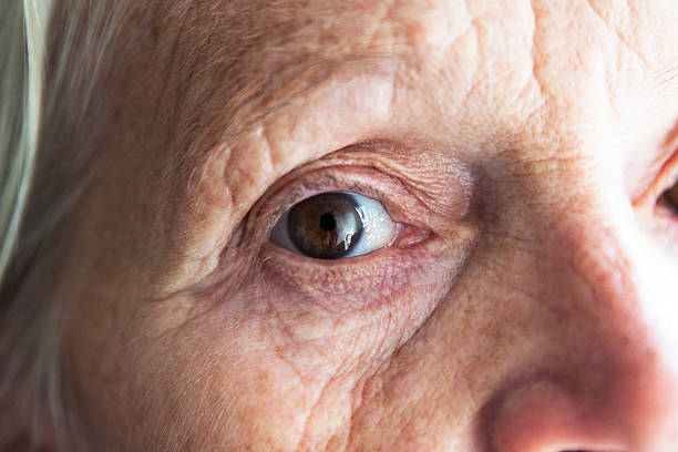 istock Senior's women brown eye, front view 471803740