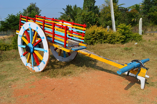 Nicely Colored cart is kept for exhibition 