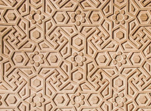 Indian wall pattern. Fatehpur Sikri. Texture beige color.