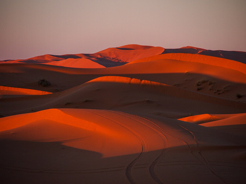 Sand dunes of Erg Chebbi in the Sahara Desert, Morocco.