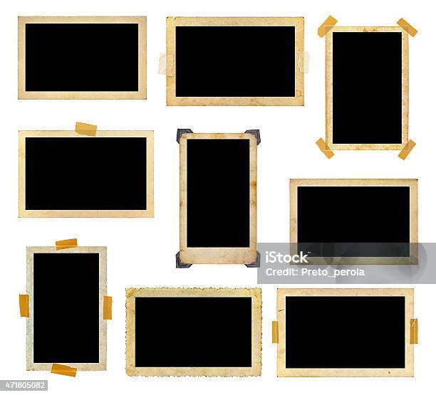 A Set Of Vintage Photo Frames With The Photo Space Blank Stock Photo - Download Image Now