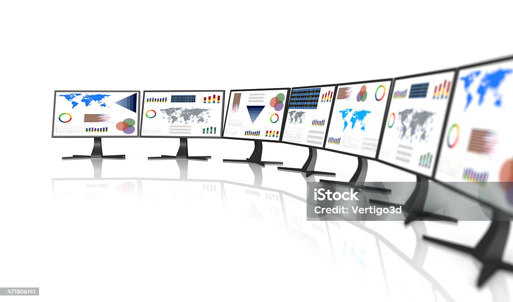 monitor de PC com gráfico de Negócios - Royalty-free Analisar Foto de stock