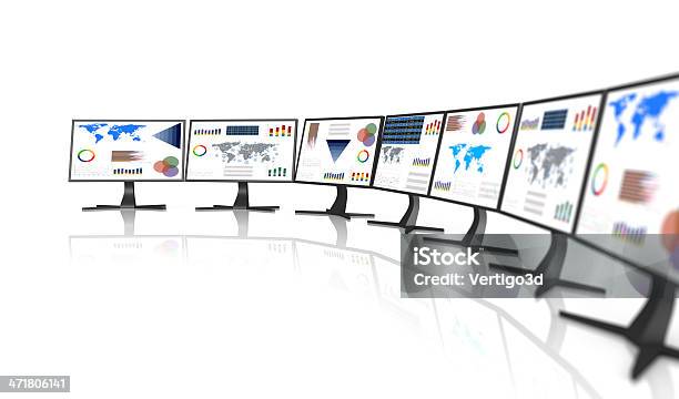 Monitor De Pc Com Gráfico De Negócios - Fotografias de stock e mais imagens de Analisar - Analisar, Apresentação Digital, Atividade bancária