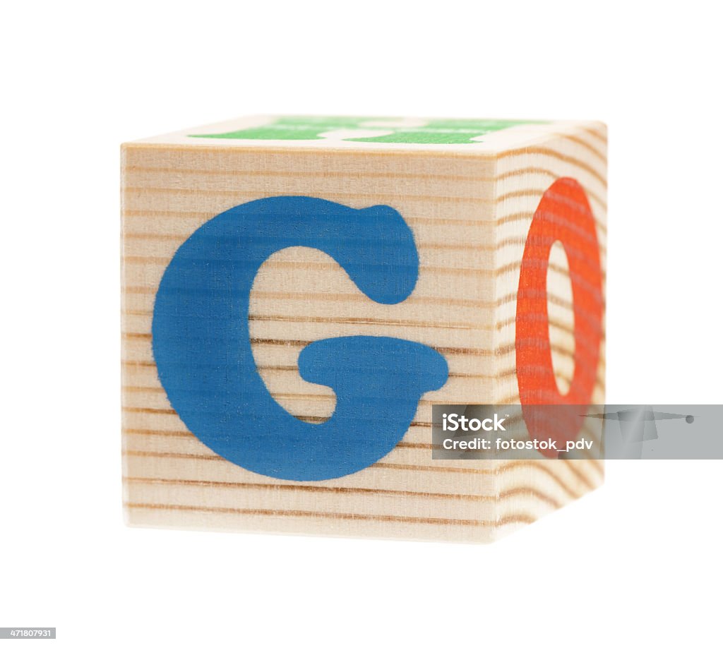 Cubes with letters Wooden block with letter G, isolated on white background Alphabet Stock Photo
