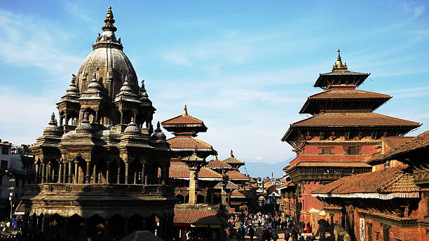 istock Nepal cityscape, ancient building with blue sky in patan 471808377