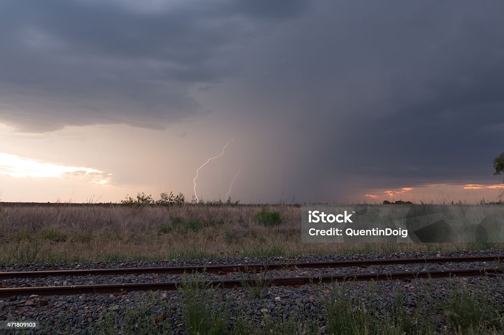 Storm Tracking Storm passes through Central Queensland Train - Vehicle Stock Photo