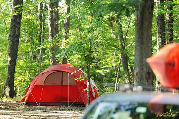 istock Tent with kayak in campsite 471809589