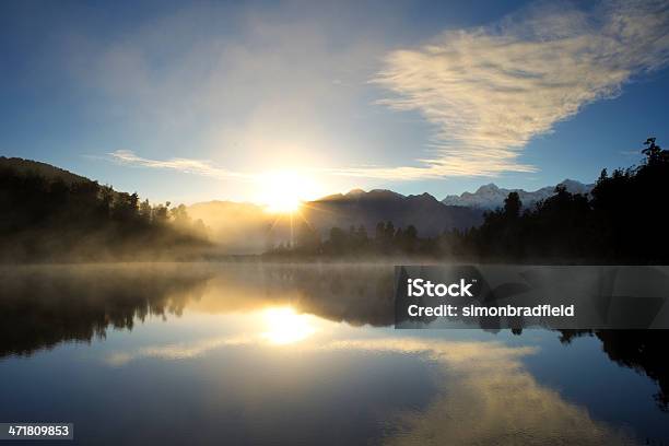 New Zealand Lake At Dawn Stock Photo - Download Image Now - Beauty In Nature, Cloud - Sky, Cloudscape