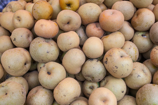 Asian Pears in a market.