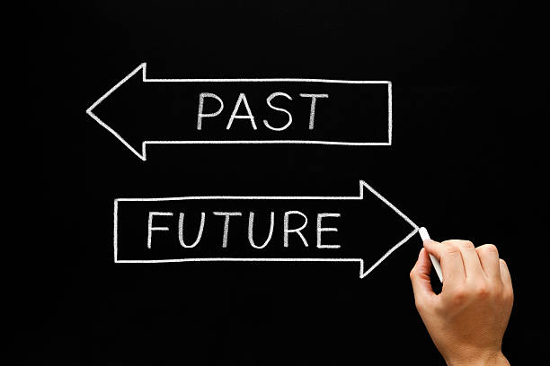 istock Two arrows with Past and Future pointing opposite ways 471811877