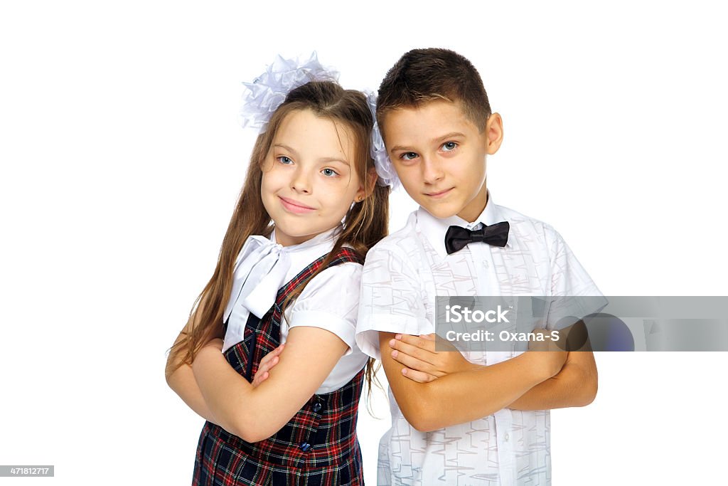 Los escolares y niña niño de escuela primaria - Foto de stock de 8-9 años libre de derechos