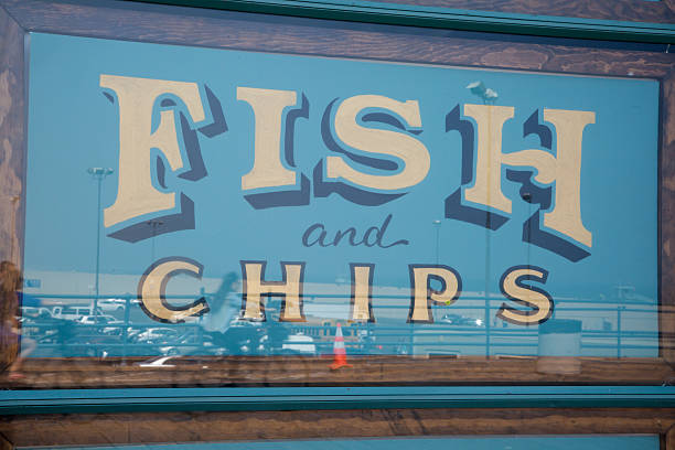 istock Fish & chips sign in Los Angeles beach 471813359