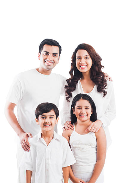 Portrait of a happy family smiling Portrait of a happy family smiling happy indian young family couple stock pictures, royalty-free photos & images