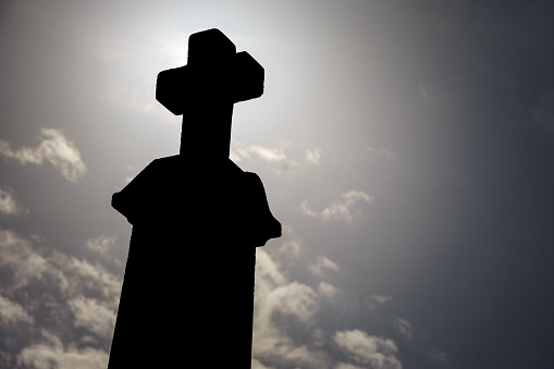 Tombstone Cross in Silhouette