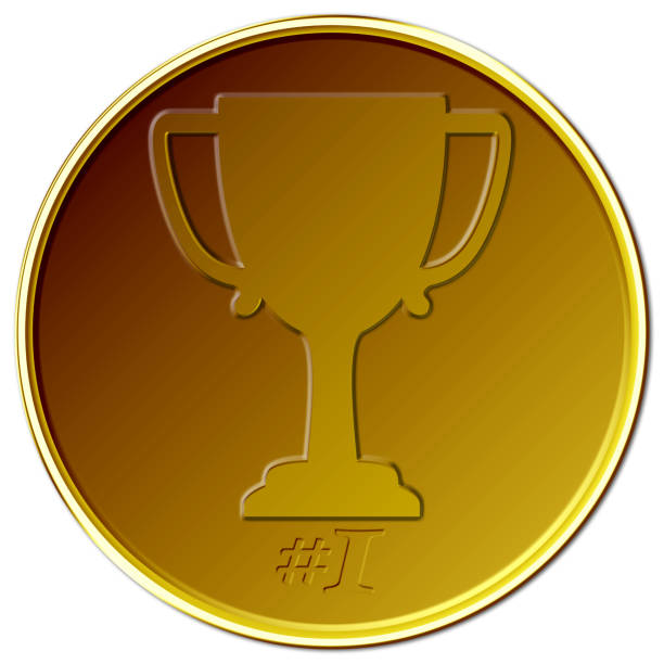 Gold medal with trophy and #1 embaded