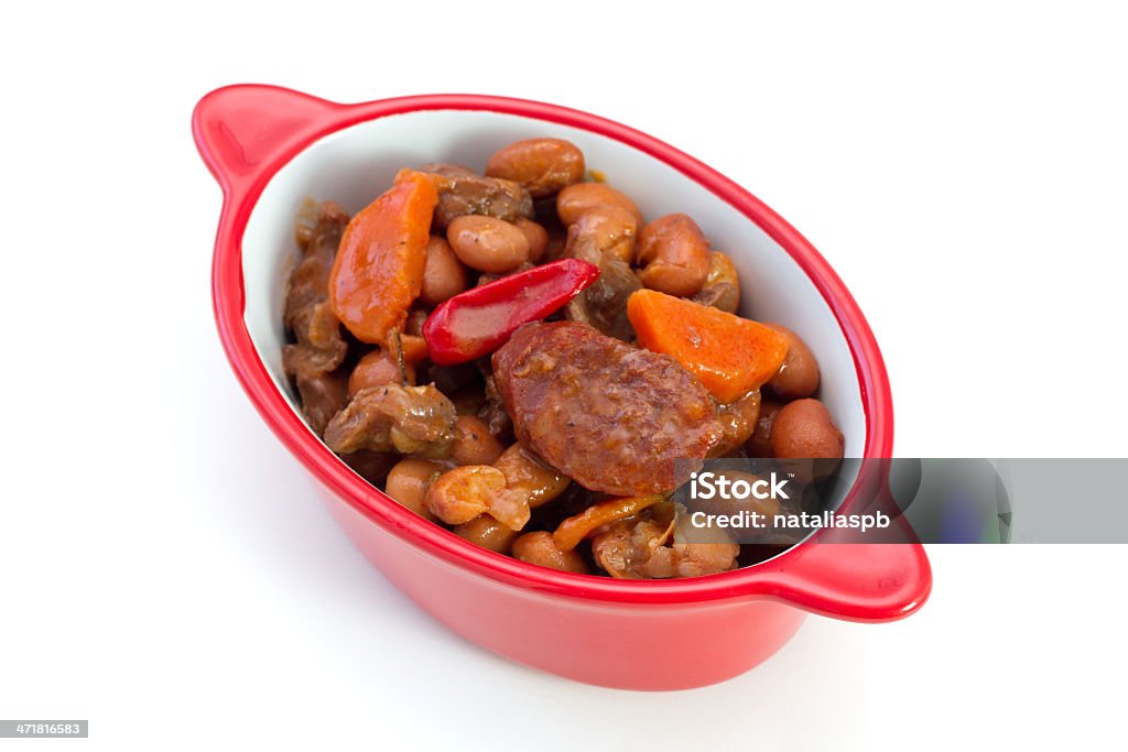 Fleisch und Wurst und Bohnen in der bowl - Lizenzfrei Bohne Stock-Foto