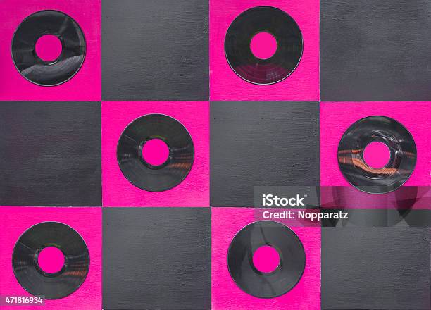 Pink And Black Color Paint With Center Gramophone Record Stock Photo - Download Image Now