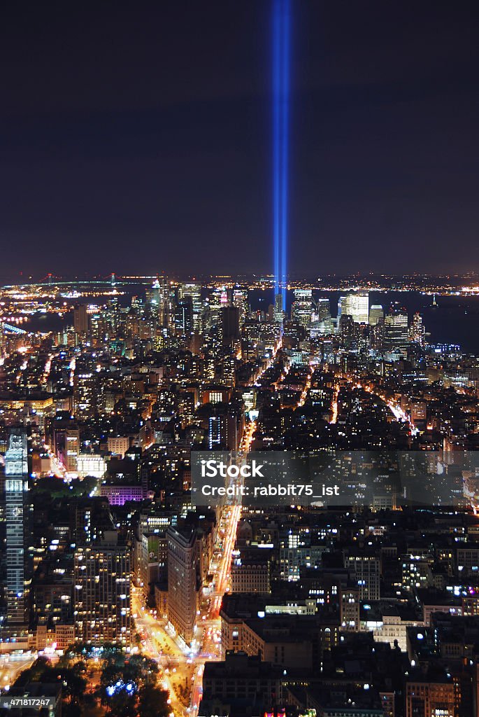 Cidade de Nova Iorque, Vista aérea à noite - Foto de stock de Apartamento royalty-free