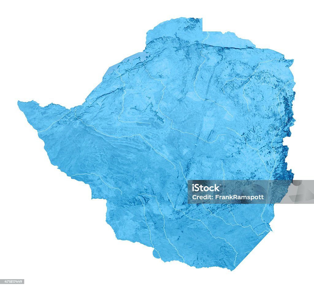 Zimbabwe Topographic mapa aislado - Foto de stock de Azul libre de derechos