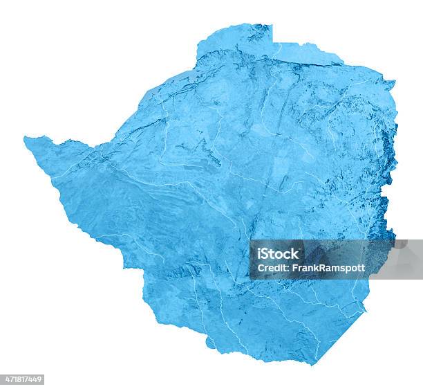 Zimbabwe Topographic Mapa Aislado Foto de stock y más banco de imágenes de Azul - Azul, Cartografía, Cataratas Mosi-Oa-Tunya